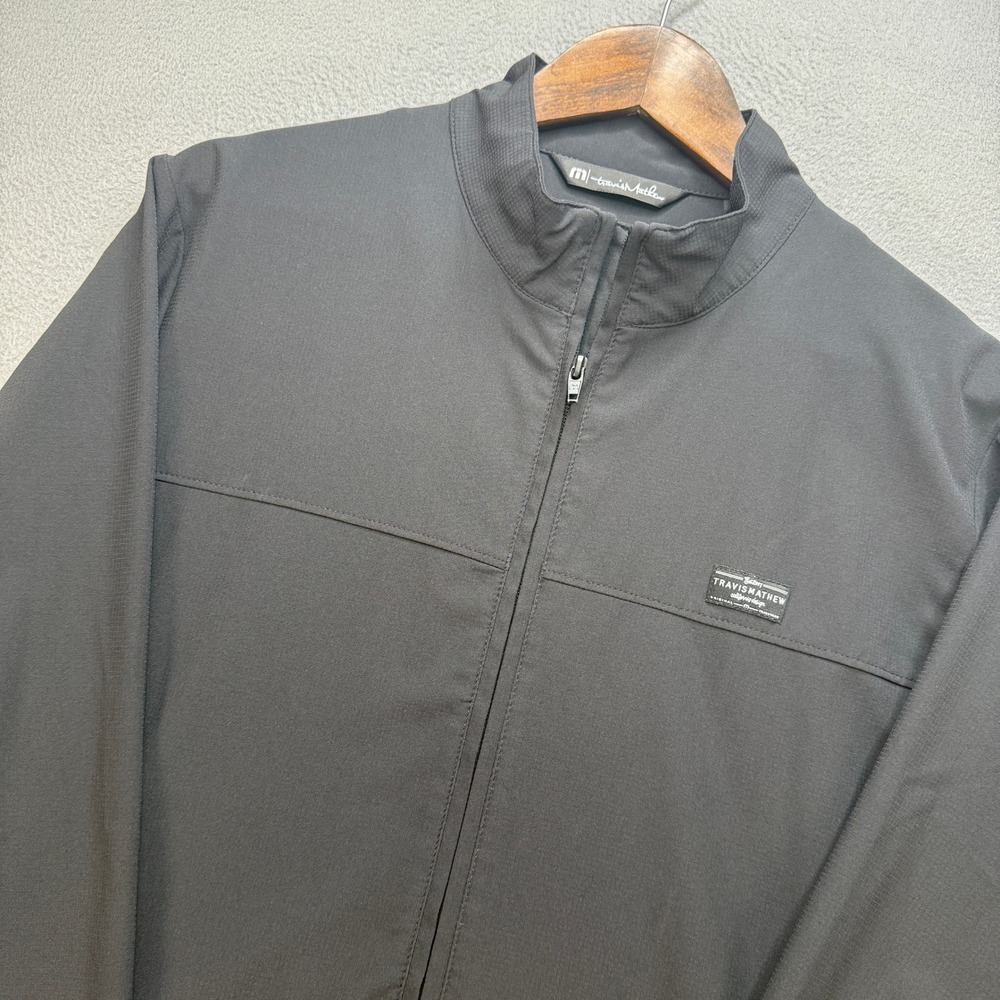 Travis Mathew Full Zip Golf Jacket Mens M Black Performance Outerwear Activewear